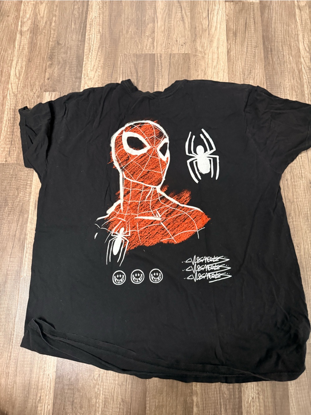 Marvel Black Short-Sleeve Tee with Orange & White Spider Graphic